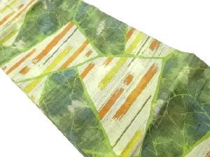 手織り紬抽象に横段模様織出し名古屋帯